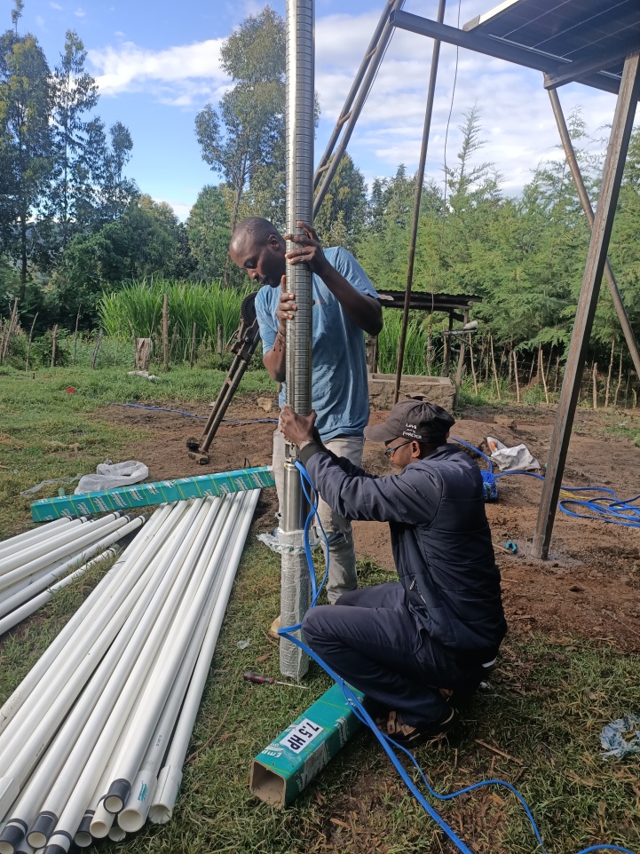 Kehill Geoengineering team installing borehole casing and pipes in Kenya